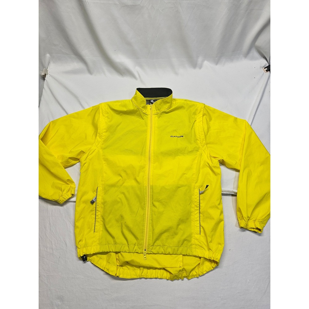 Canari Men‎ XL High Vis Yellow Cycle Windbreaker Jacket Ripstop Full Zip BioVent